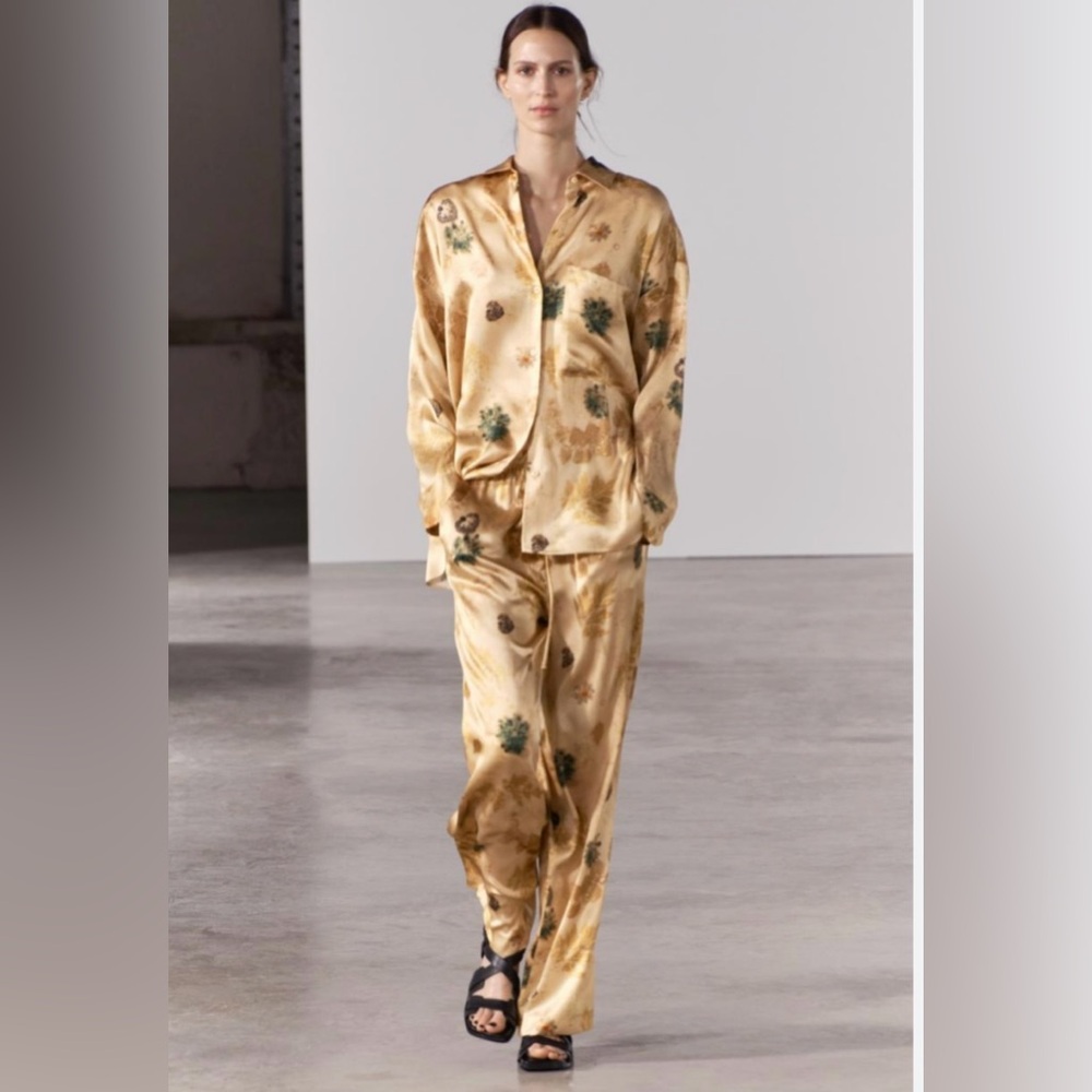 Zara ZW Collection printed silk set